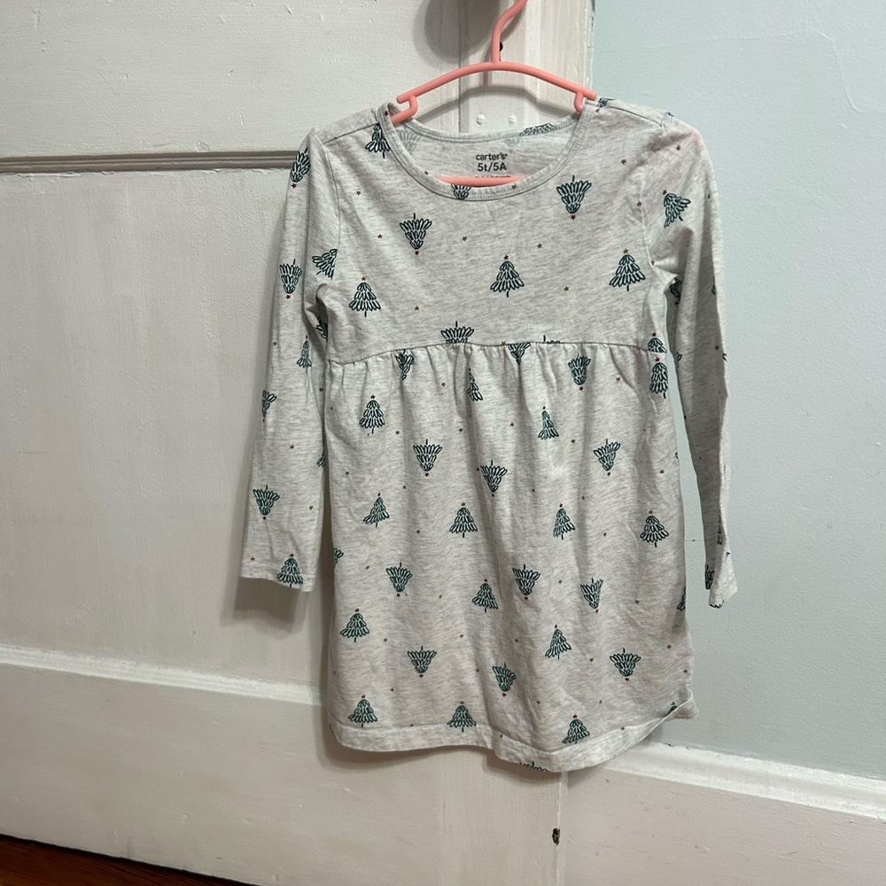 Kids Light Grey Dress with Tree Design